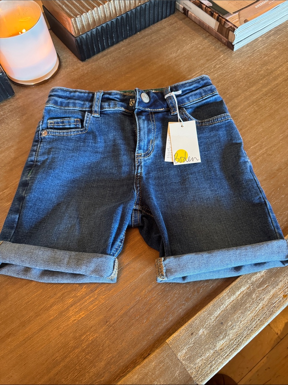 Boden Dark Indigo Rolled-Cuff Denim Shorts